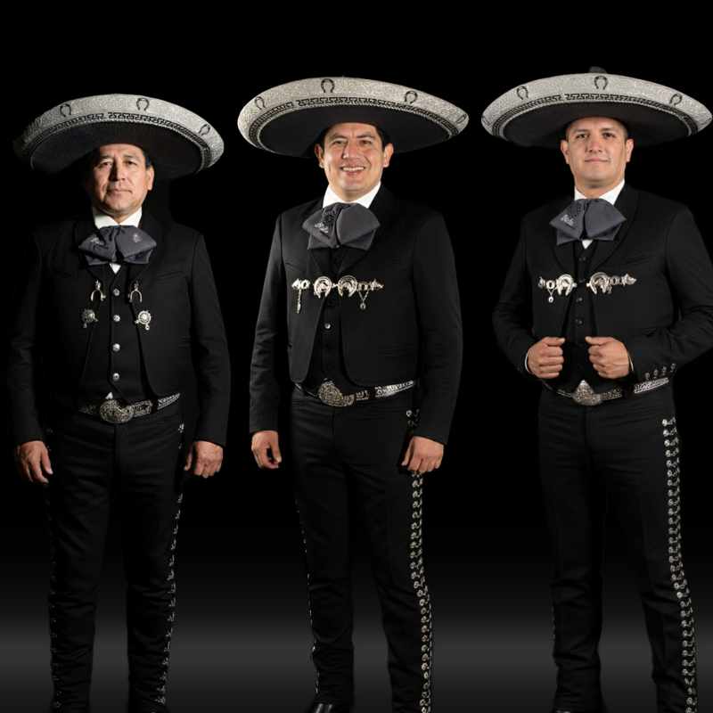 Integrantes de Mariachi Perla Madrid vestida de gala